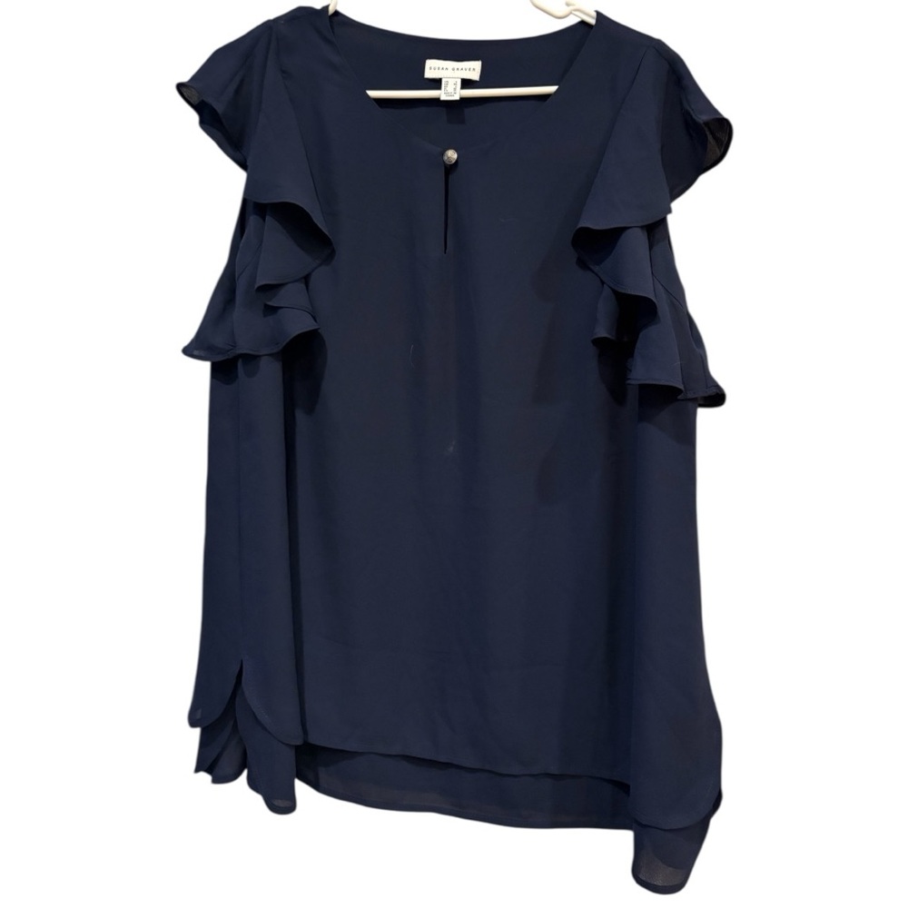 Susan Graver Navy Blue Blouse, Large